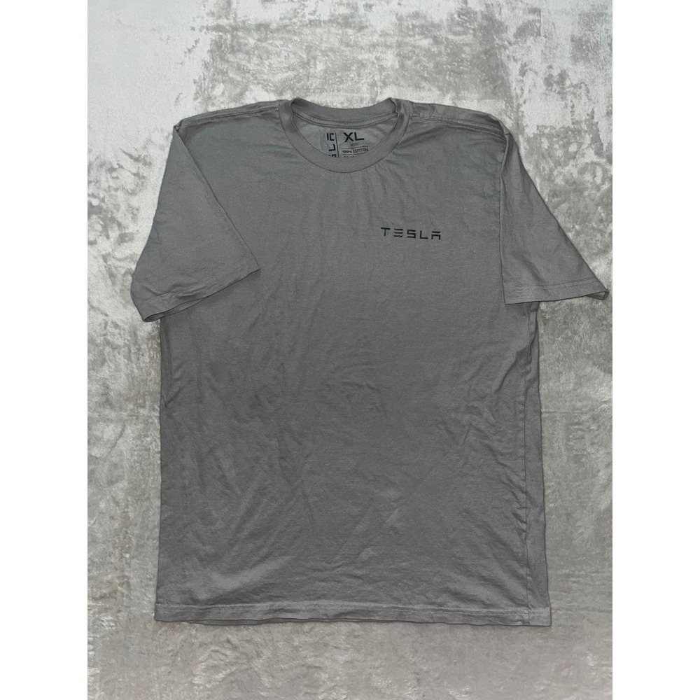 Mens Tesla Logo T Shirt Gray Size XL 100 Cotton Short Sleeve